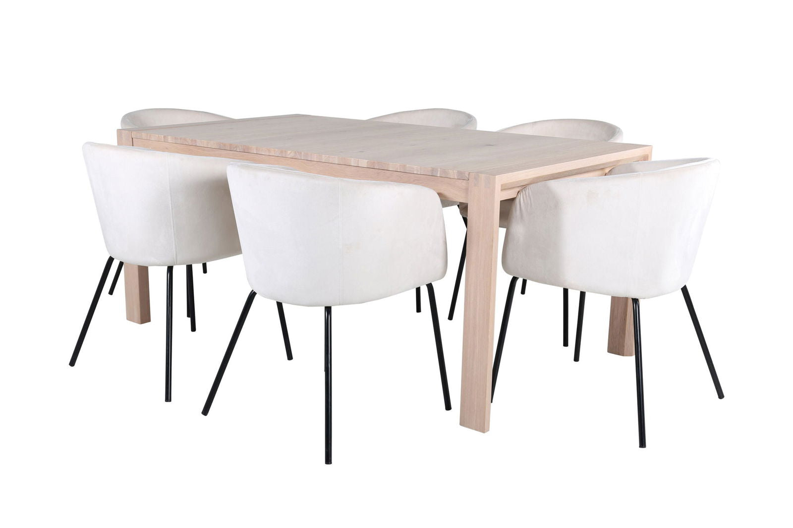 Venture Home Slider Extention Table - White Wash - 170+40+40cm +Berit Chair - Black / Beige Velvet_6 - vivahabitat.com