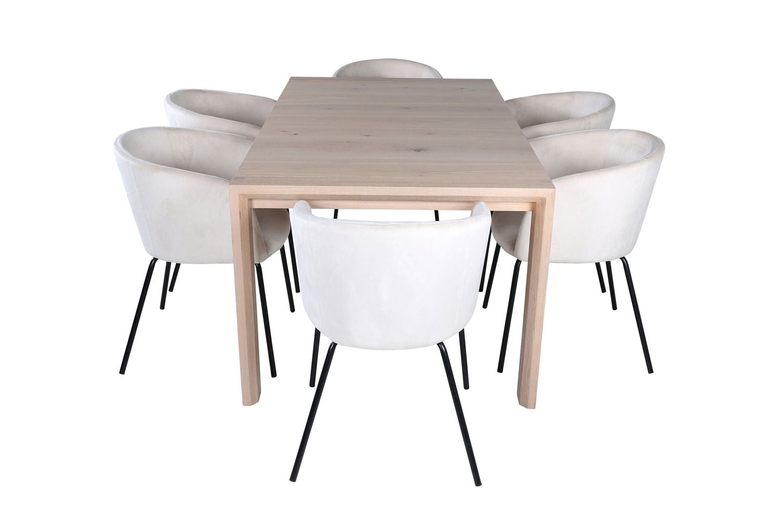 Venture Home Slider Extention Table - White Wash - 170+40+40cm +Berit Chair - Black / Beige Velvet_6 - vivahabitat.com