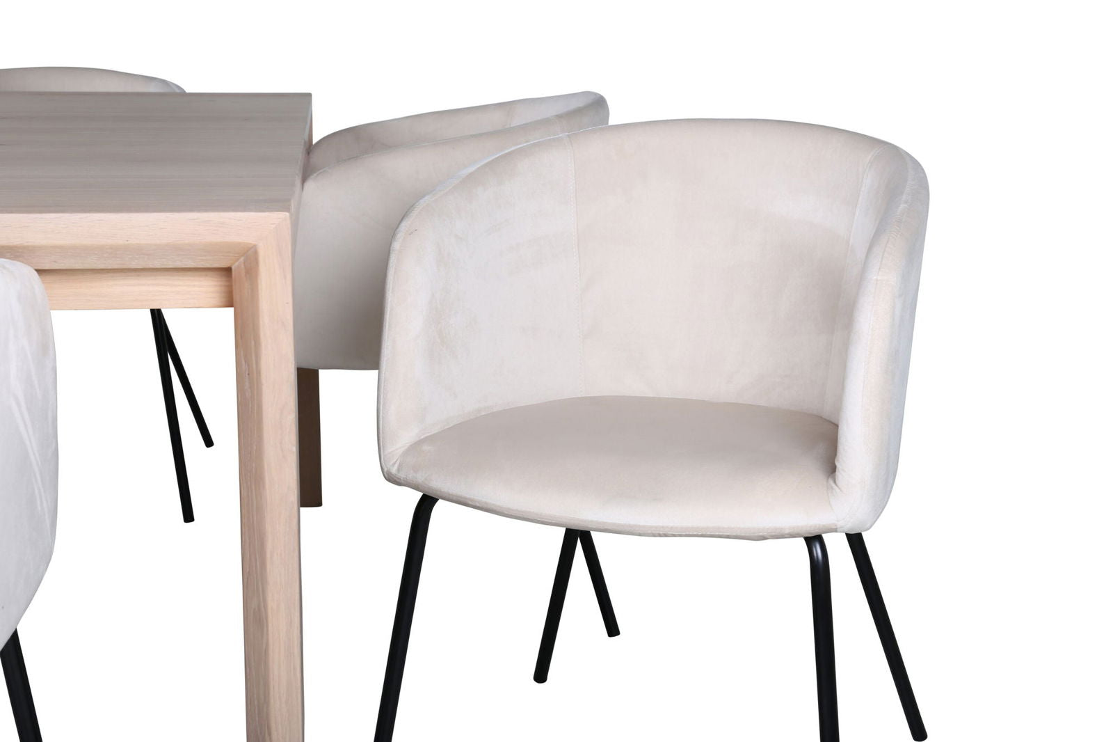 Venture Home Slider Extention Table - White Wash - 170+40+40cm +Berit Chair - Black / Beige Velvet_6 - vivahabitat.com