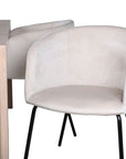 Venture Home Slider Extention Table - White Wash - 170+40+40cm +Berit Chair - Black / Beige Velvet_6 - vivahabitat.com