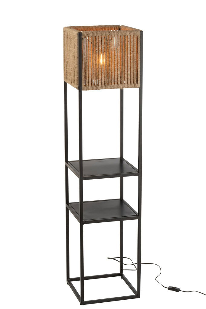 Lamp Square Iron/Jute Natural/Black - vivahabitat.com