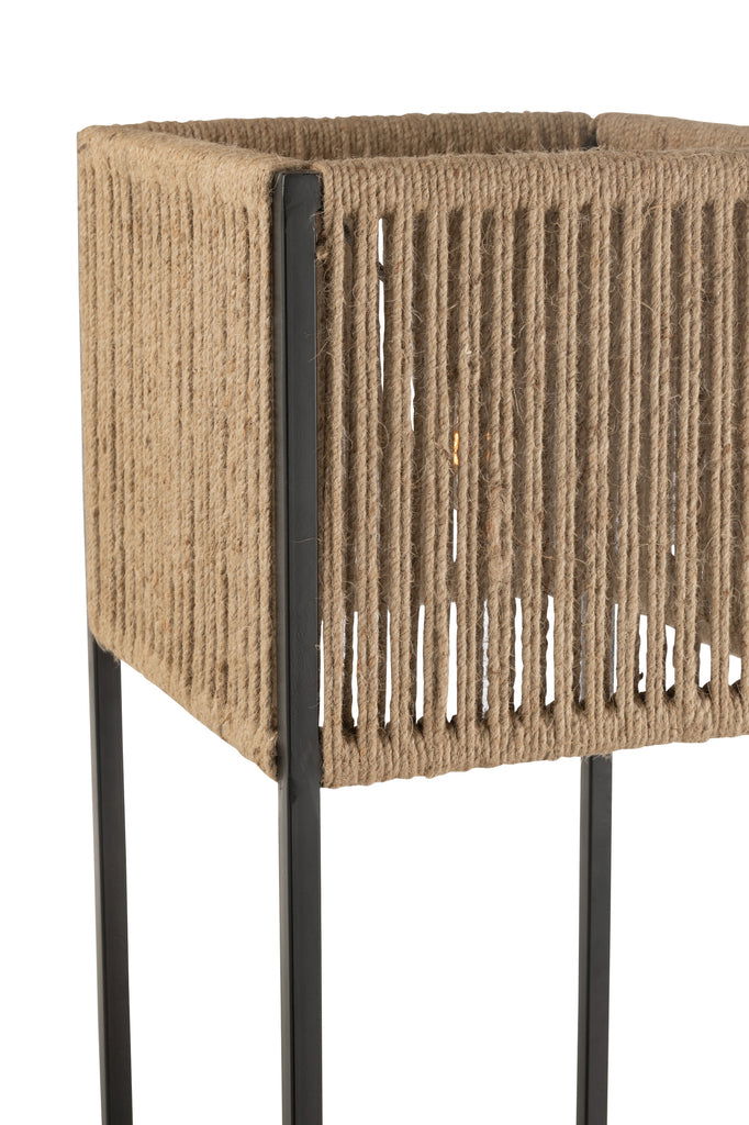 Lamp Square Iron/Jute Natural/Black - vivahabitat.com