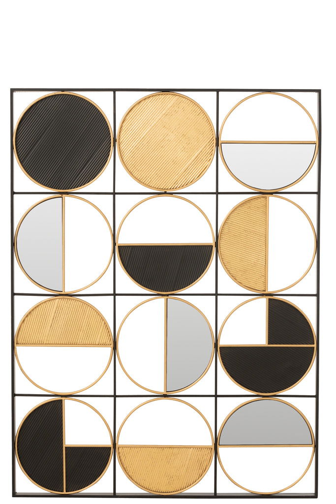 Wall Decoration Rounds Iron/Glass Gold/Black - vivahabitat.com