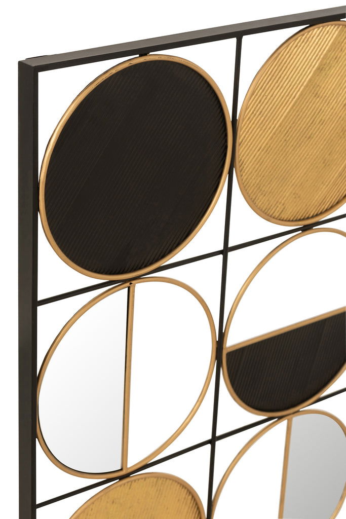 Wall Decoration Rounds Iron/Glass Gold/Black - vivahabitat.com