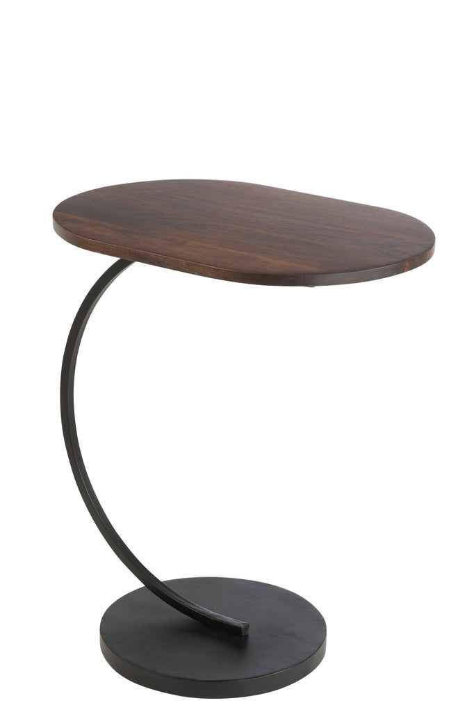 Side Table Swoosh Iron/Mango Wood  Brown/Black - vivahabitat.com