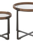 Set Of 2 Coffee Tables Mine Glass/Fir Wood Natural/Black - vivahabitat.com