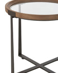 Set Of 2 Coffee Tables Mine Glass/Fir Wood Natural/Black - vivahabitat.com