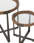 Set Of 2 Coffee Tables Mine Glass/Fir Wood Natural/Black - vivahabitat.com