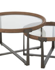 Set Of 2 Coffee Tables Luki Glass/Fir Wood Natural/Black - vivahabitat.com