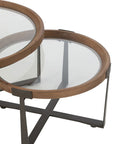 Set Of 2 Coffee Tables Luki Glass/Fir Wood Natural/Black - vivahabitat.com