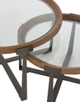 Set Of 2 Coffee Tables Luki Glass/Fir Wood Natural/Black - vivahabitat.com