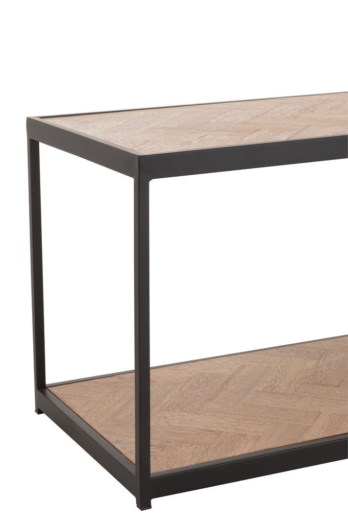 Coffee Table Zigzag Rectangle Wood/Metal Natural/Black - vivahabitat.com