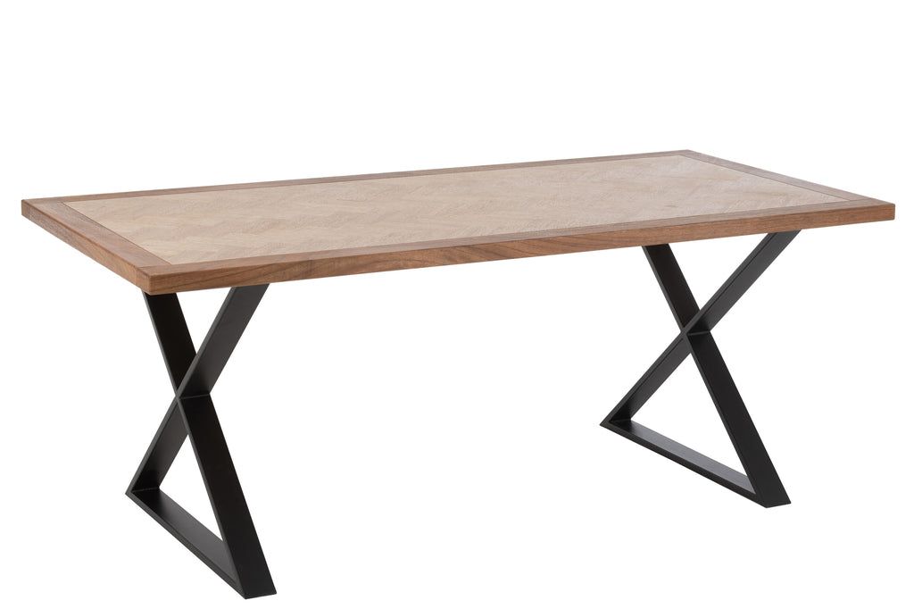 Table Zigzag Wood/Metal Natural/Black - vivahabitat.com