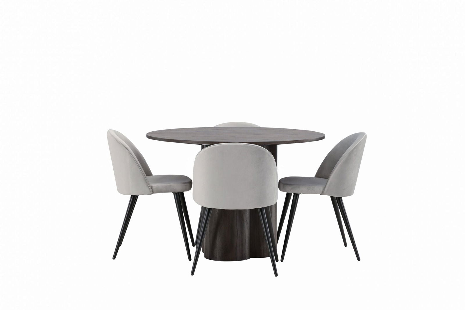 Venture Home OliviaDiningTable-Mocca/MoccaVeneer+VelvetDiningChair-LightGrey/Black_4 - vivahabitat.com