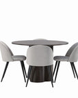 Venture Home OliviaDiningTable-Mocca/MoccaVeneer+VelvetDiningChair-LightGrey/Black_4 - vivahabitat.com