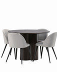 Venture Home OliviaDiningTable-Mocca/MoccaVeneer+VelvetDiningChair-LightGrey/Black_4 - vivahabitat.com