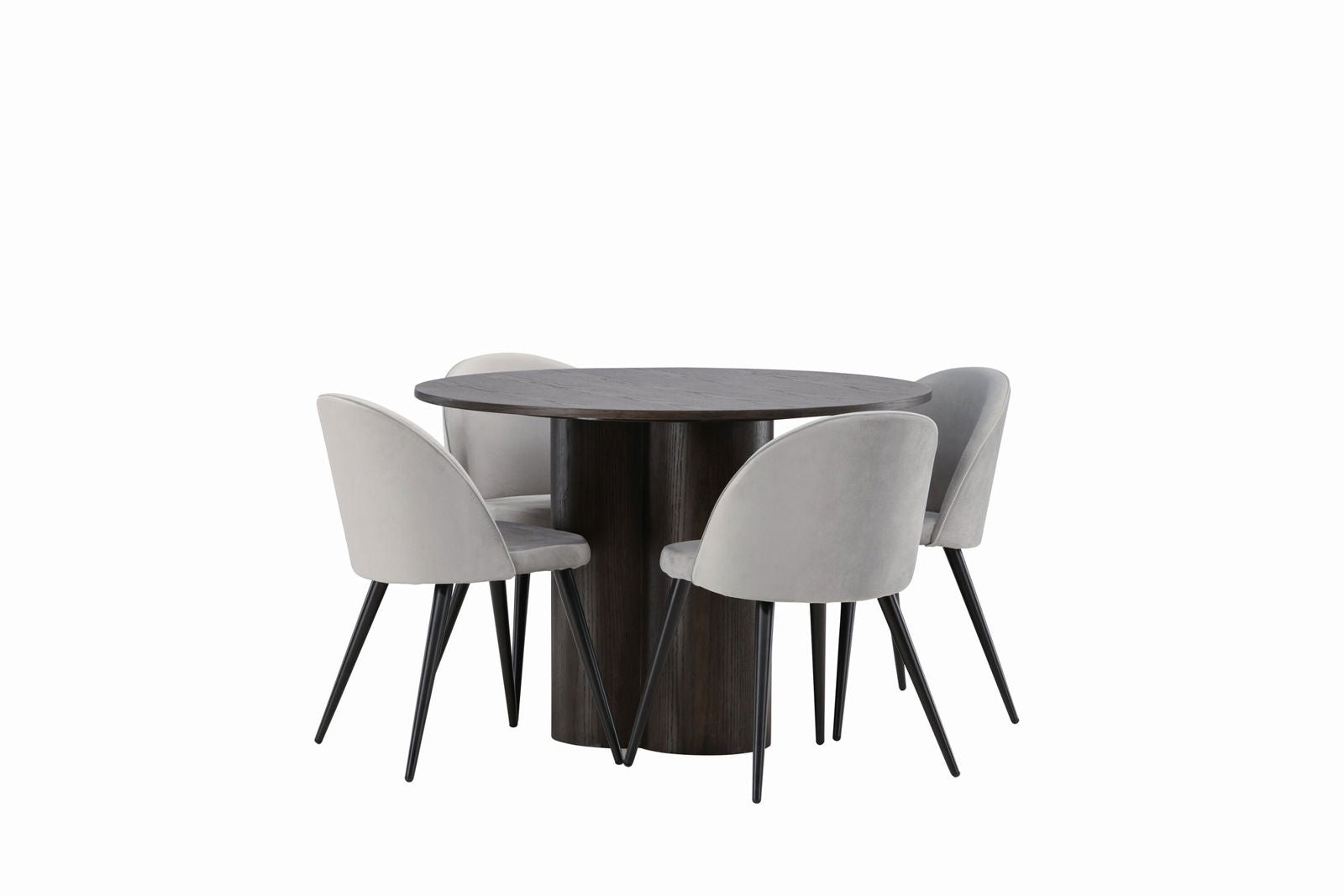 Venture Home OliviaDiningTable-Mocca/MoccaVeneer+VelvetDiningChair-LightGrey/Black_4 - vivahabitat.com