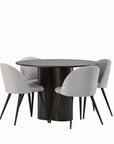 Venture Home OliviaDiningTable-Mocca/MoccaVeneer+VelvetDiningChair-LightGrey/Black_4 - vivahabitat.com