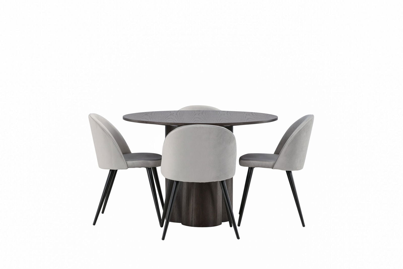 Venture Home OliviaDiningTable-Mocca/MoccaVeneer+VelvetDiningChair-LightGrey/Black_4 - vivahabitat.com