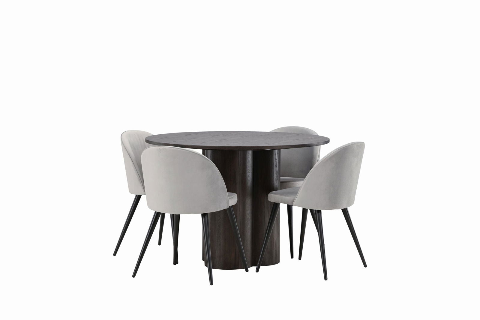 Venture Home OliviaDiningTable-Mocca/MoccaVeneer+VelvetDiningChair-LightGrey/Black_4 - vivahabitat.com