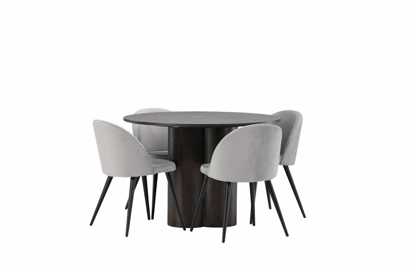 Venture Home OliviaDiningTable-Mocca/MoccaVeneer+VelvetDiningChair-LightGrey/Black_4 - vivahabitat.com