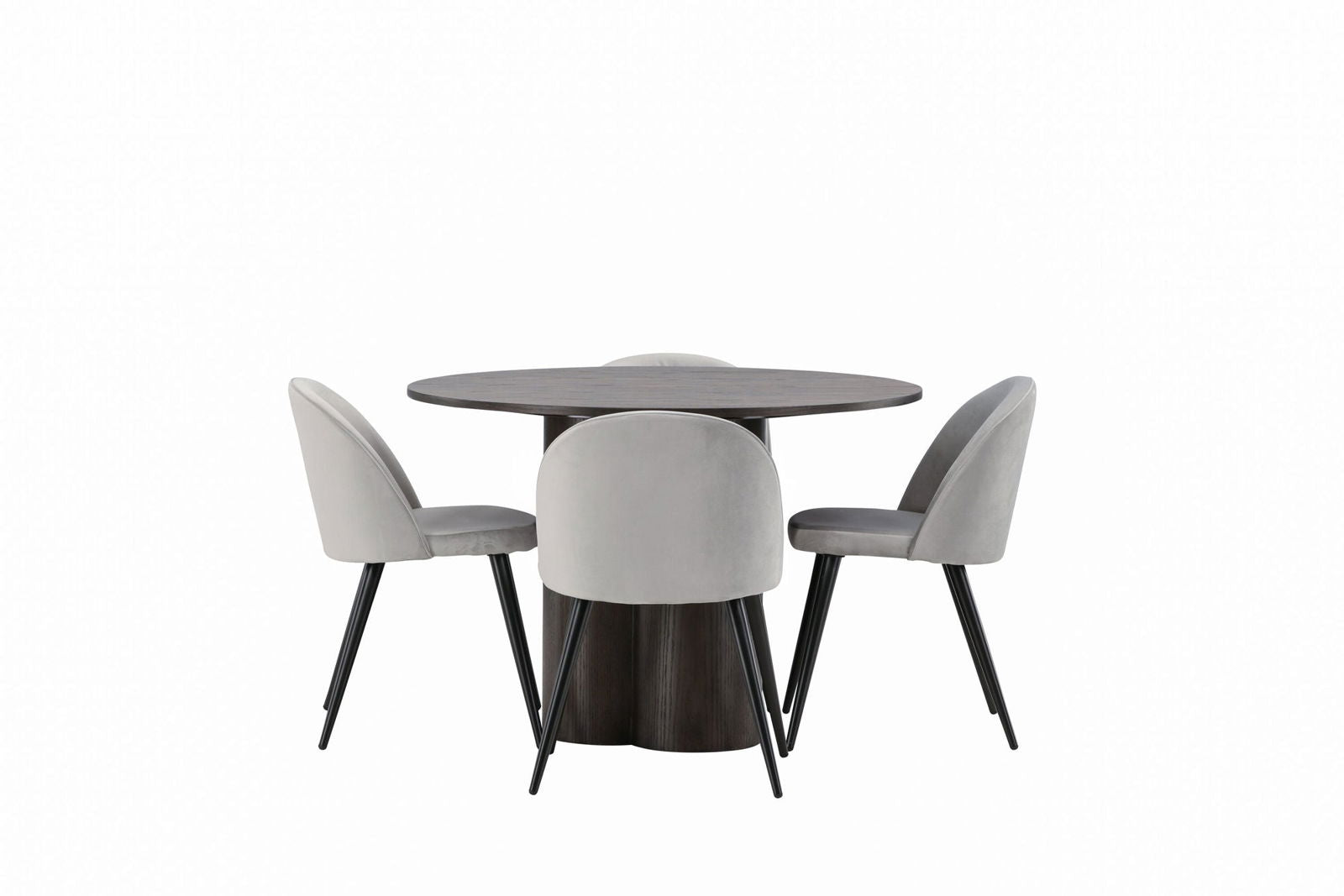 Venture Home OliviaDiningTable-Mocca/MoccaVeneer+VelvetDiningChair-LightGrey/Black_4 - vivahabitat.com