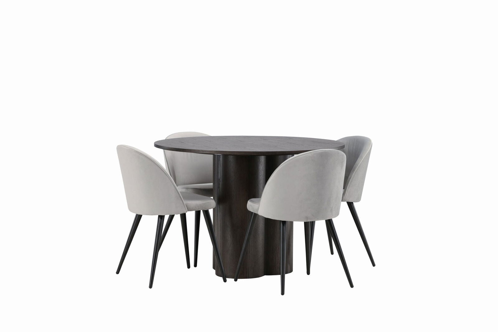 Venture Home OliviaDiningTable-Mocca/MoccaVeneer+VelvetDiningChair-LightGrey/Black_4 - vivahabitat.com