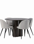 Venture Home OliviaDiningTable-Mocca/MoccaVeneer+VelvetDiningChair-LightGrey/Black_4 - vivahabitat.com