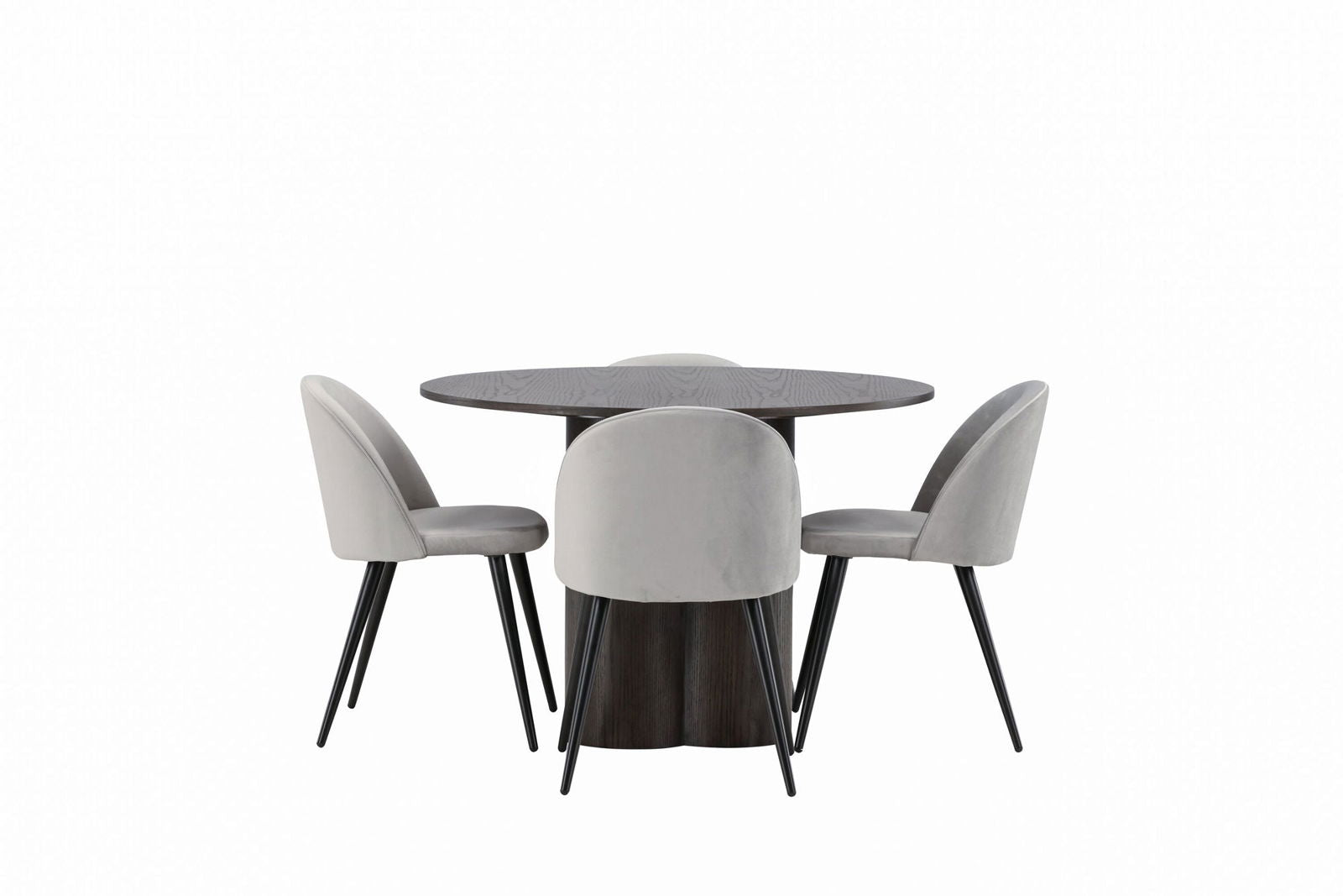 Venture Home OliviaDiningTable-Mocca/MoccaVeneer+VelvetDiningChair-LightGrey/Black_4 - vivahabitat.com