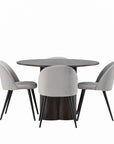 Venture Home OliviaDiningTable-Mocca/MoccaVeneer+VelvetDiningChair-LightGrey/Black_4 - vivahabitat.com