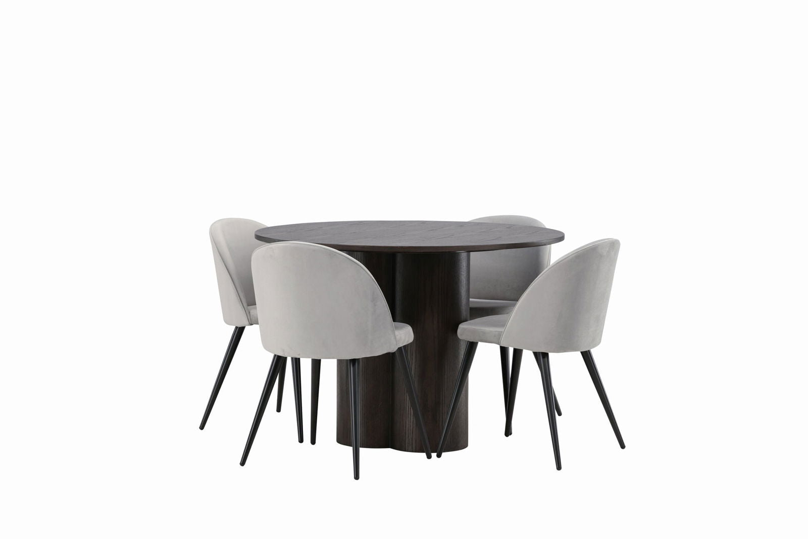 Venture Home OliviaDiningTable-Mocca/MoccaVeneer+VelvetDiningChair-LightGrey/Black_4 - vivahabitat.com