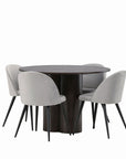 Venture Home OliviaDiningTable-Mocca/MoccaVeneer+VelvetDiningChair-LightGrey/Black_4 - vivahabitat.com