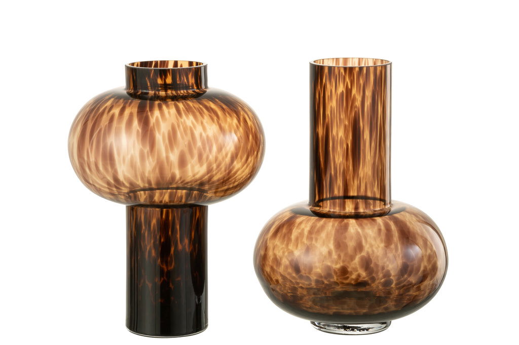 Vase Grenade Glass Brown/Black Assortment Of 2 - vivahabitat.com