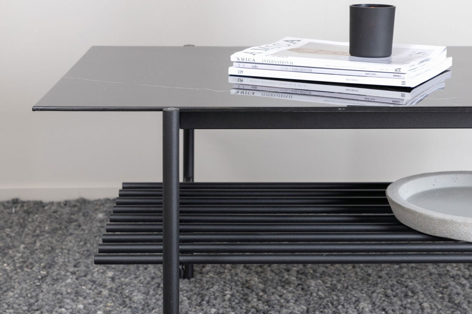 Venture Home Von Staf Sofa Table - black / Black Glass Marble - vivahabitat.com