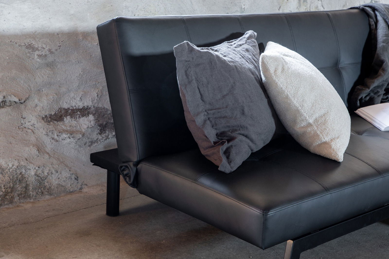 Venture Home Bodil Sofabed - Black / Black PU - vivahabitat.com