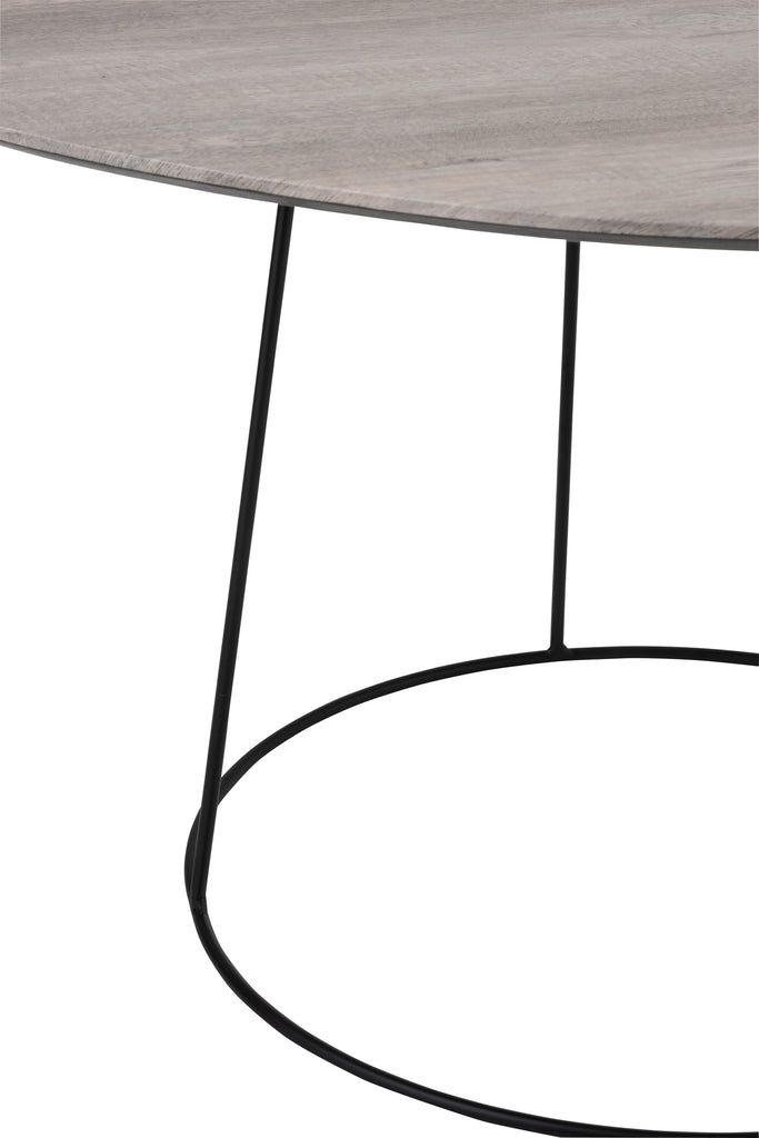 Coffee Table Oval Distorted Mdf/Iron Natural/Black Small - vivahabitat.com