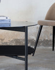 Venture Home Von Staf Round Sofa Table - black / Black Smoked Glass - vivahabitat.com