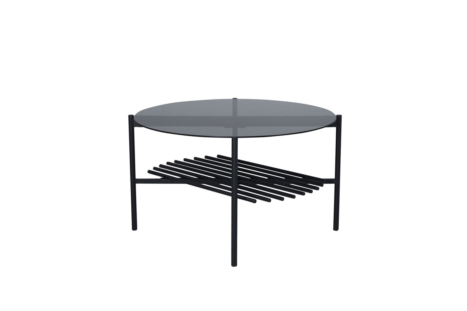 Venture Home Von Staf Round Sofa Table - black / Black Smoked Glass - vivahabitat.com