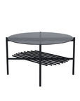 Venture Home Von Staf Round Sofa Table - black / Black Smoked Glass - vivahabitat.com