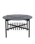 Venture Home Von Staf Round Sofa Table - black / Black Smoked Glass - vivahabitat.com