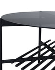 Venture Home Von Staf Round Sofa Table - black / Black Smoked Glass - vivahabitat.com