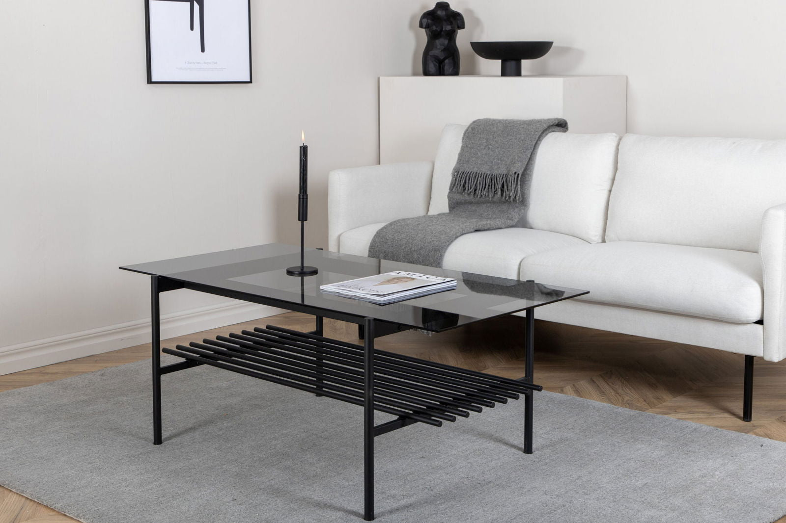 Venture Home Von Staf Sofa Table - black / Black Smoked Glass glass - vivahabitat.com