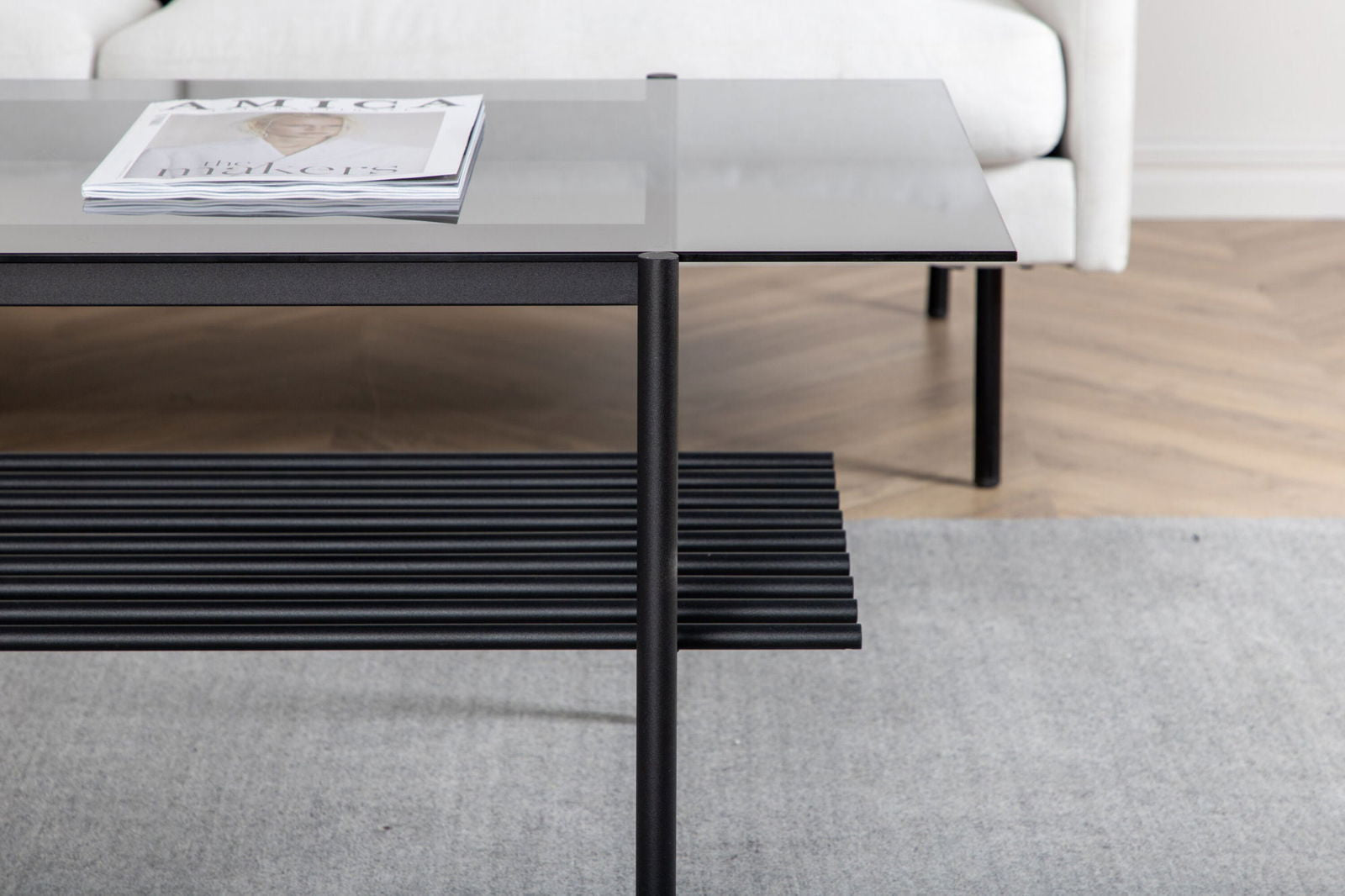 Venture Home Von Staf Sofa Table - black / Black Smoked Glass glass - vivahabitat.com