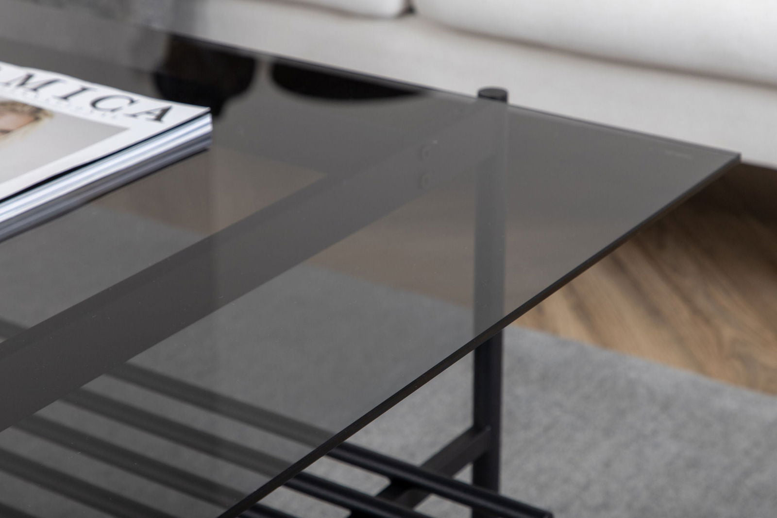 Venture Home Von Staf Sofa Table - black / Black Smoked Glass glass - vivahabitat.com