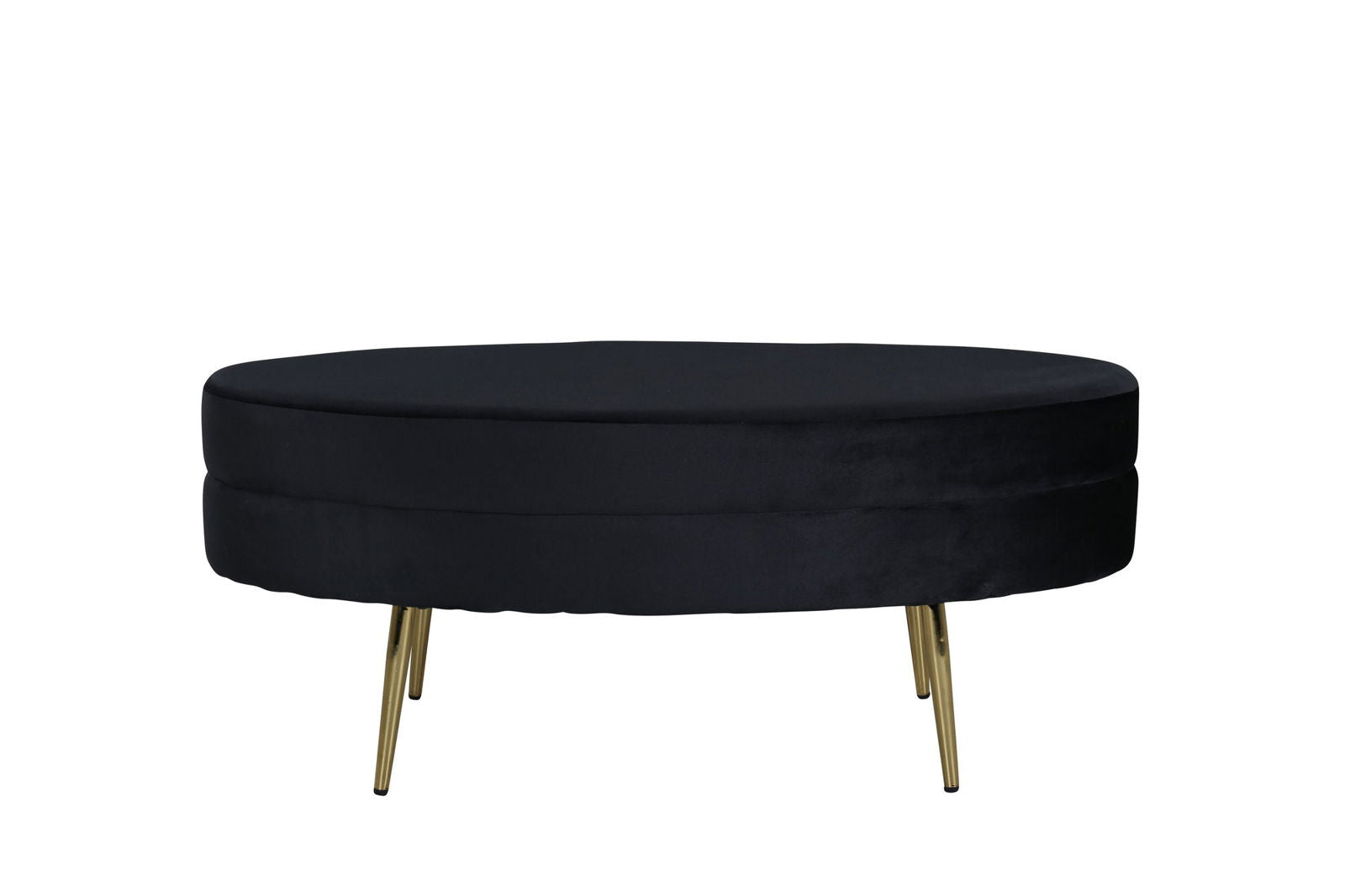 Venture Home Otto Pouf - Brass / Black Velvet - vivahabitat.com