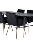 Venture Home Skate Oval Dining Table - Black / Black Veneer+Petra Chair - Distressed Copper / Black Velvet_4 - vivahabitat.com