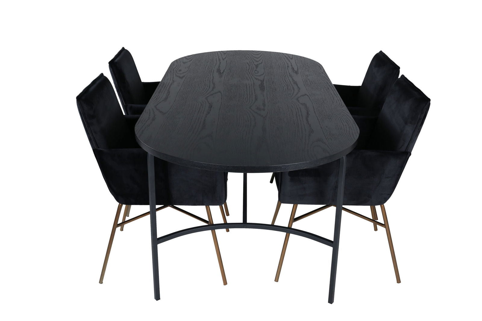 Venture Home Skate Oval Dining Table - Black / Black Veneer+Petra Chair - Distressed Copper / Black Velvet_4 - vivahabitat.com