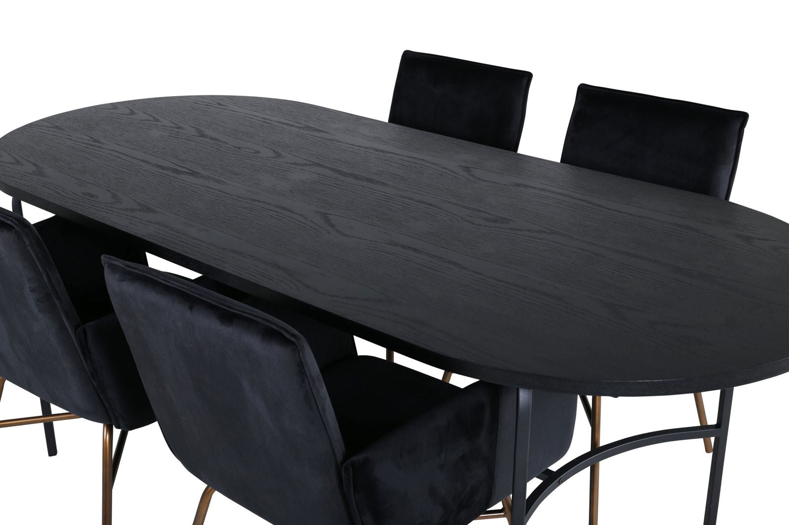 Venture Home Skate Oval Dining Table - Black / Black Veneer+Petra Chair - Distressed Copper / Black Velvet_4 - vivahabitat.com