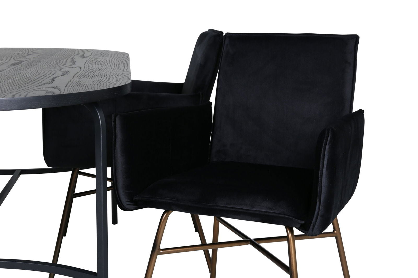 Venture Home Skate Oval Dining Table - Black / Black Veneer+Petra Chair - Distressed Copper / Black Velvet_4 - vivahabitat.com