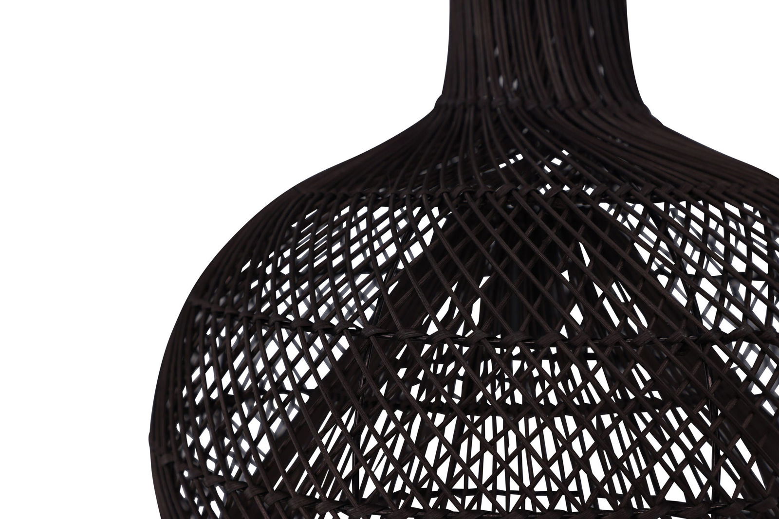 Venture Home Laroche Pendant Lamp - Black / Black darkbrown rattan - vivahabitat.com